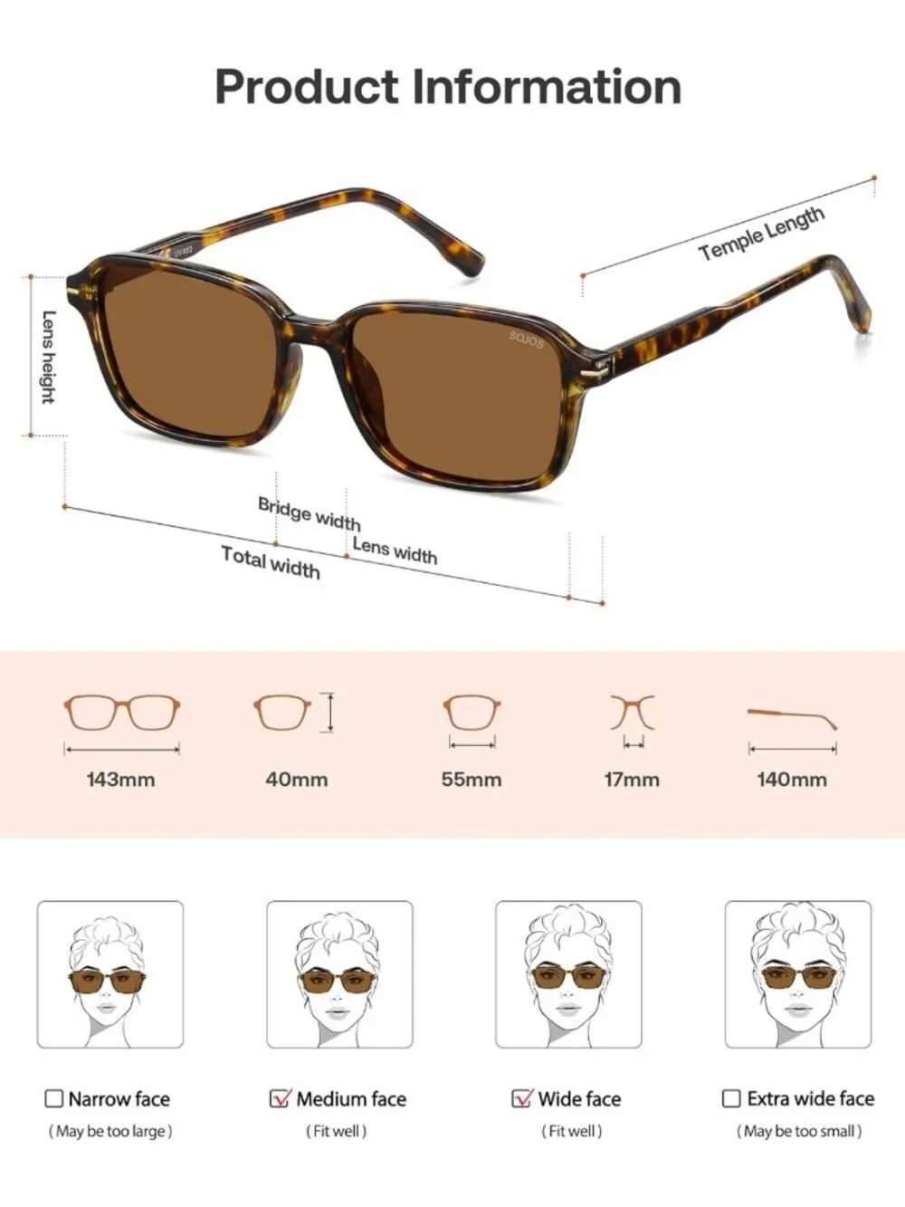 Retro Polarized Square Sunglasses for Women & Men | Lightweight UV Protection